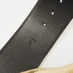 Valentino Gold/Black Leather VLogo Reversible Wide Belt 80CM