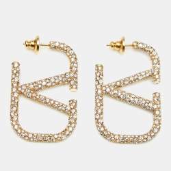 Valentino Vlogo Crystals Gold Tone Earrings
