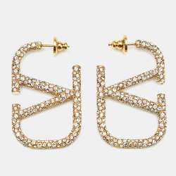 Valentino Vlogo Crystals Gold Tone Earrings
