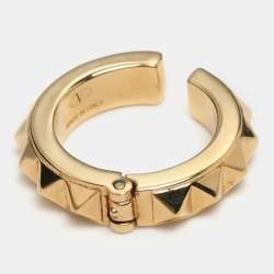 Pre Owned Valentino Gold Tone Metal Rockstud Ring 