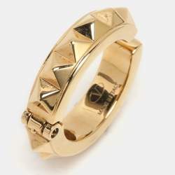 Pre Owned Valentino Gold Tone Metal Rockstud Ring 