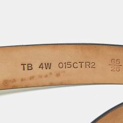 Pre Owned Valentino Cream Leather VLogo Crystals Embellished Belt 65CM