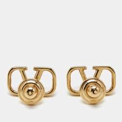 Pre Owned Valentino Vlogo Gold Tone Earrings