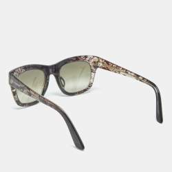 Pre Owned Valentino Black/Grey Gradient V611S Lace Print Square Sunglasses