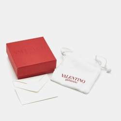 Pre Owned Valentino VLogo Signature Faux Pearls Gold Tone Metal Drop Earrings