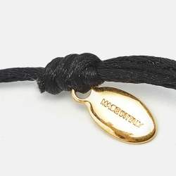 Pre Owned Valentino VLogo Crystal-Embellished Gold Tone Cord Bracelet