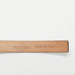 Pre Owned Valentino Blue Leather Rockstud Slim Belt 95 CM