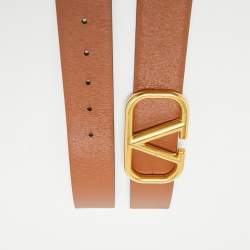 Pre Owned Valentino Brown/Black Leather VLogo Reversible Belt 90 CM