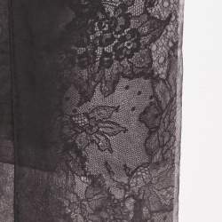 Pre Owned Valentino Black Printed Silk Square Scarf 