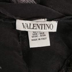 Pre Owned Valentino Black Printed Silk Square Scarf 