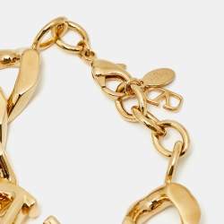 Pre Owned Valentino Chunky Vlogo Gold Tone Chain Link Bracelet