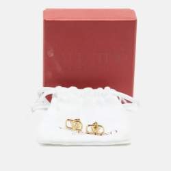 Pre Owned Valentino Vlogo Gold Tone Earrings  