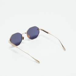 Pre Owned Valentino Black/Gold Tone VLS 122A V Stud Geometric Sunglasses