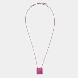 Pre Owned قلادة فالنتينو سلسلة بندول بوكس مرآة روكستاد وردي أرجواني