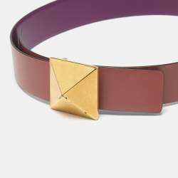 Pre Owned Valentino Purple/Old Rose Leather One Stud Reversible Belt 75CM