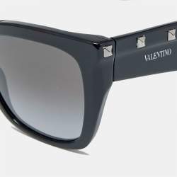 Pre Owned Valentino Black Gradient VA 4048 Rockstud Butterfly Sunglasses