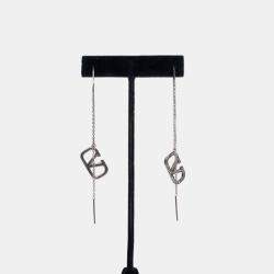 Pre Owned Valentino Crystal V Logo Signature Threader Earrings