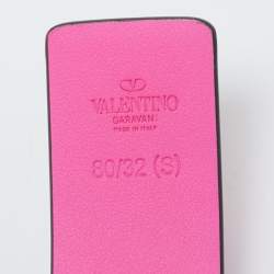 Pre Owned Valentino Pink Leather VLogo Waist Belt 80CM