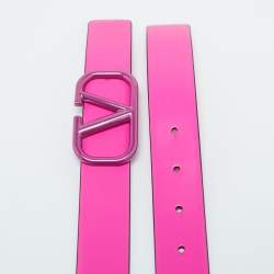 Pre Owned Valentino Pink Leather VLogo Waist Belt 80CM