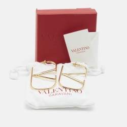 Pre Owned Valentino VLogo Gold Tone Earrings