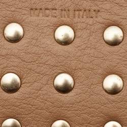 Pre Owned Valentino Leather Rockstud Gold Tone Bracelet