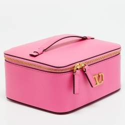 مملوكة مسبقًا Valentino VLogo Pink Leather Cosmetic Case Set