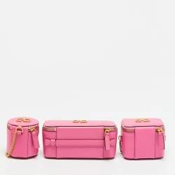 مملوكة مسبقًا Valentino VLogo Pink Leather Cosmetic Case Set