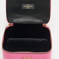 مملوكة مسبقًا Valentino VLogo Pink Leather Cosmetic Case Set
