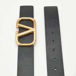Pre Owned Valentino VLogo Signature 80 CM Reversible Belt Black/Brown Leather