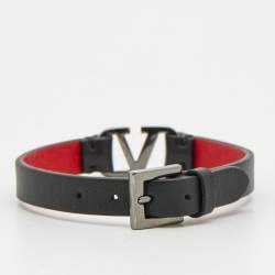 Pre Owned سوار فالنتينو فلوجو سيجناتشر جلد لون معدني غامق