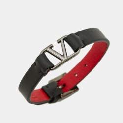 Pre Owned سوار فالنتينو فلوجو سيجناتشر جلد لون م عدني غامق