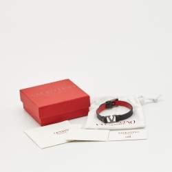 Pre Owned سوار فالنتينو فلوجو سيجناتشر جلد لون معدني غامق