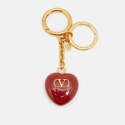 Pre Owned تعليقة حقيبة فالنتمينو Coeur Royal ذهبية اللون بشكل قلب من الراتنج