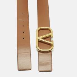 Pre Owned Valentino VLogo 80 CM Reversible Buckle Belt Brown/Black Leather