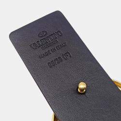 Pre Owned Valentino Black Leather V-logo reversible belt