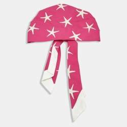 Pre Owned Valentino Pink Starfish Print Cotton Blend Escape Headband