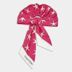 Pre Owned Valentino Pink Starfish Print Cotton Blend Escape Headband