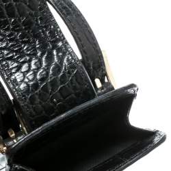 Valentino Black Croc Embossed Leather Crystal Studded Cigarette Case