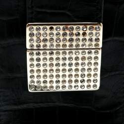 Valentino Black Croc Embossed Leather Crystal Studded Cigarette Case