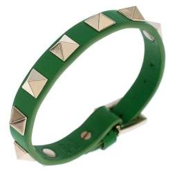 Pre Owned Valentino Green Leather Rockstud Bracelet