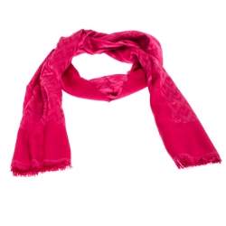 مملوكة مسبقًا وشاح اوسكار دي لا رينتا نمط حرف V هندسي خليط صوف فوشيا