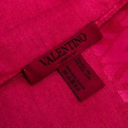 مملوكة مسبقًا وشاح اوسكار دي لا رينتا نمط حرف V هندسي خليط صوف فوشيا