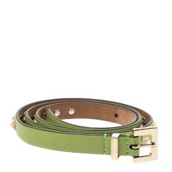 Pre Owned Valentino Green Leather Rockstud Belt 85CM