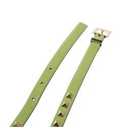 Pre Owned Valentino Green Leather Rockstud Belt 85CM