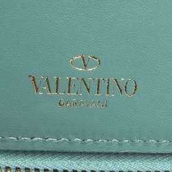 Pre Owned Valentino Mint Green Leather Rockstud Zip Around iPad Case
