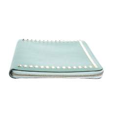 Pre Owned Valentino Mint Green Leather Rockstud Zip Around iPad Case