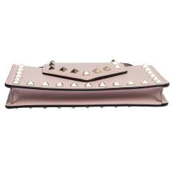 Pre Owned Valentino Light Pink Leather Rockstud Chain Phone Case