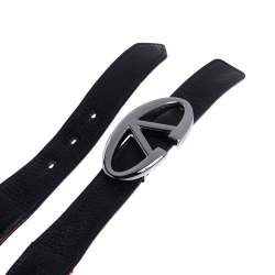 مملوكة مسبقًا حزام فالنتينو بلانتينو كانفاس وجلد أحمر وأسود بالشعار مقاس 110 سم