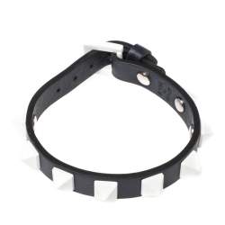 Pre Owned Valentino Dark Blue Leather Rubber Rockstud Bracelet