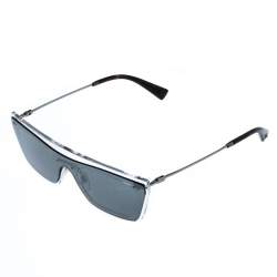 Pre Owned Valentino Clear/ Grey Mirrored VA4016 Single Lens Sunglasses